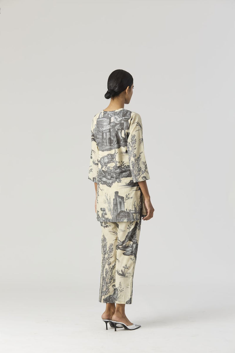 FESTA SHORT KURTA SET by Yam in grey color for women in Singapore