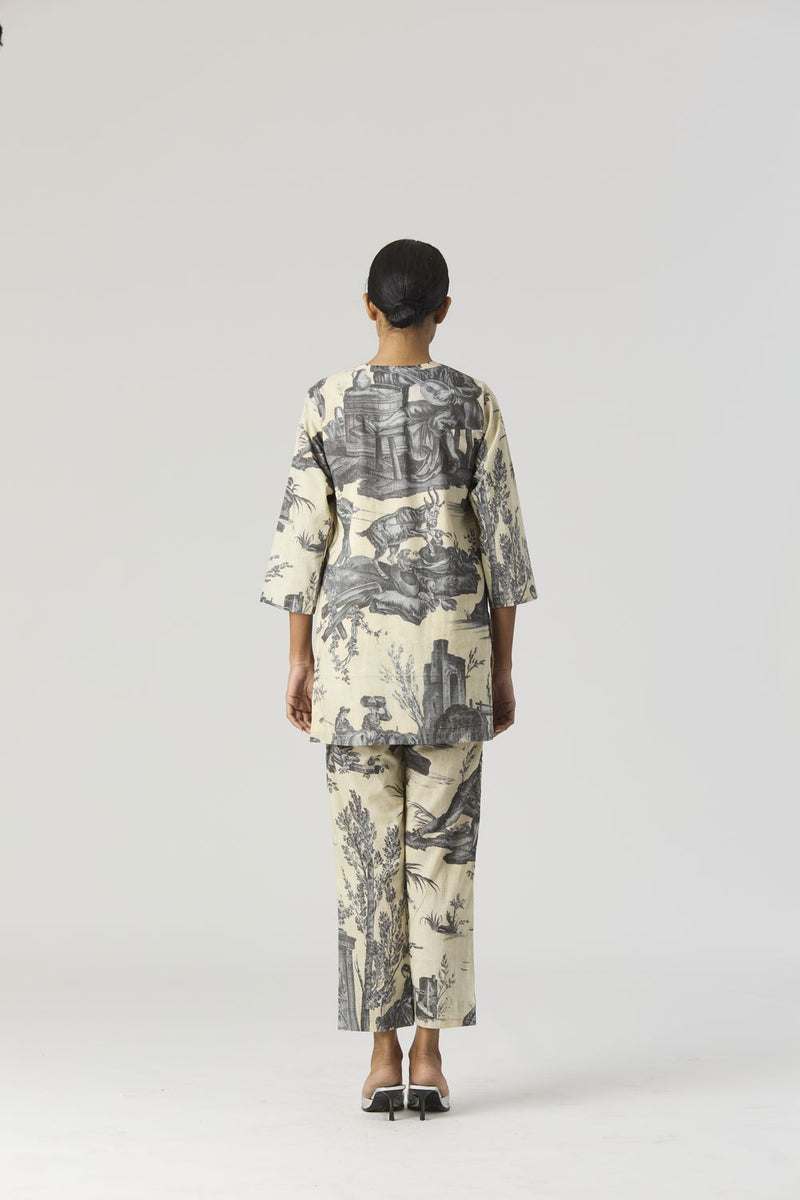 FESTA SHORT KURTA SET by Yam in grey color for women in Singapore