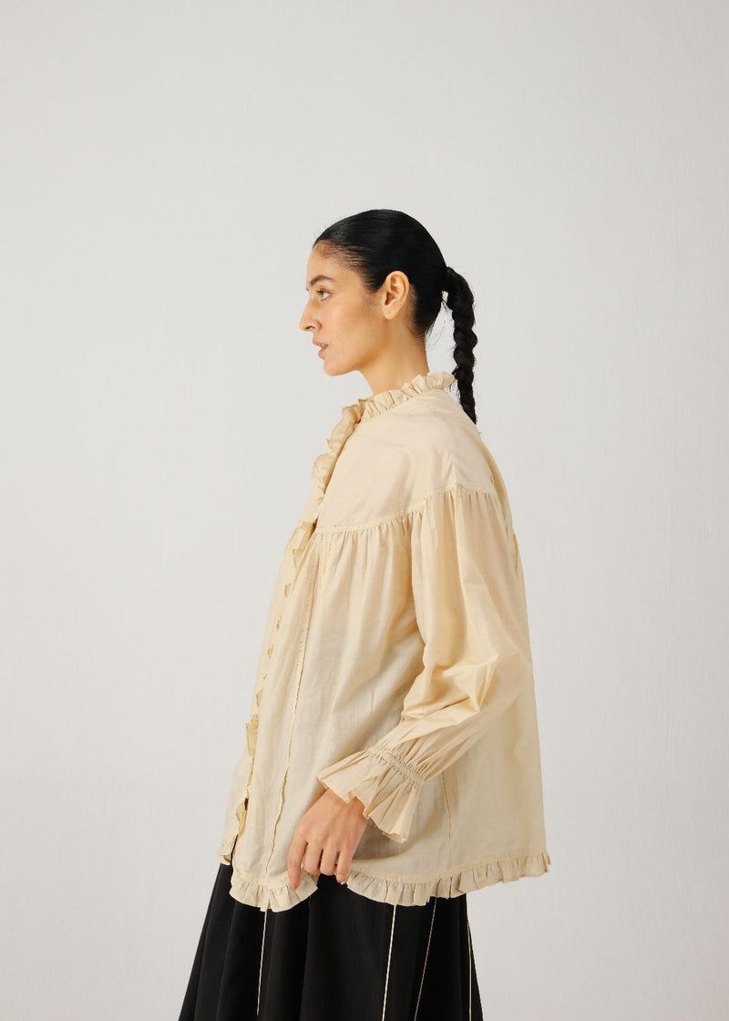 Fiji top-Ivory silk by CORD for women in Singapore