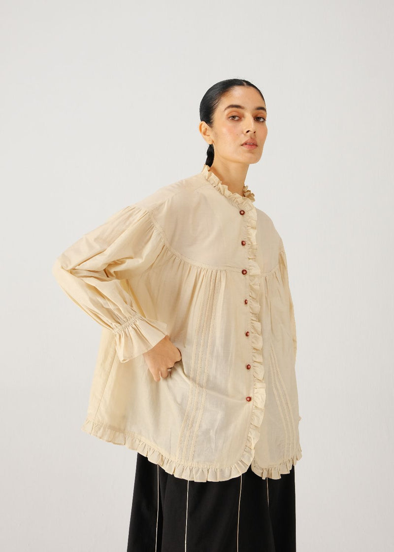 Fiji top-Ivory silk by CORD for women in Singapore