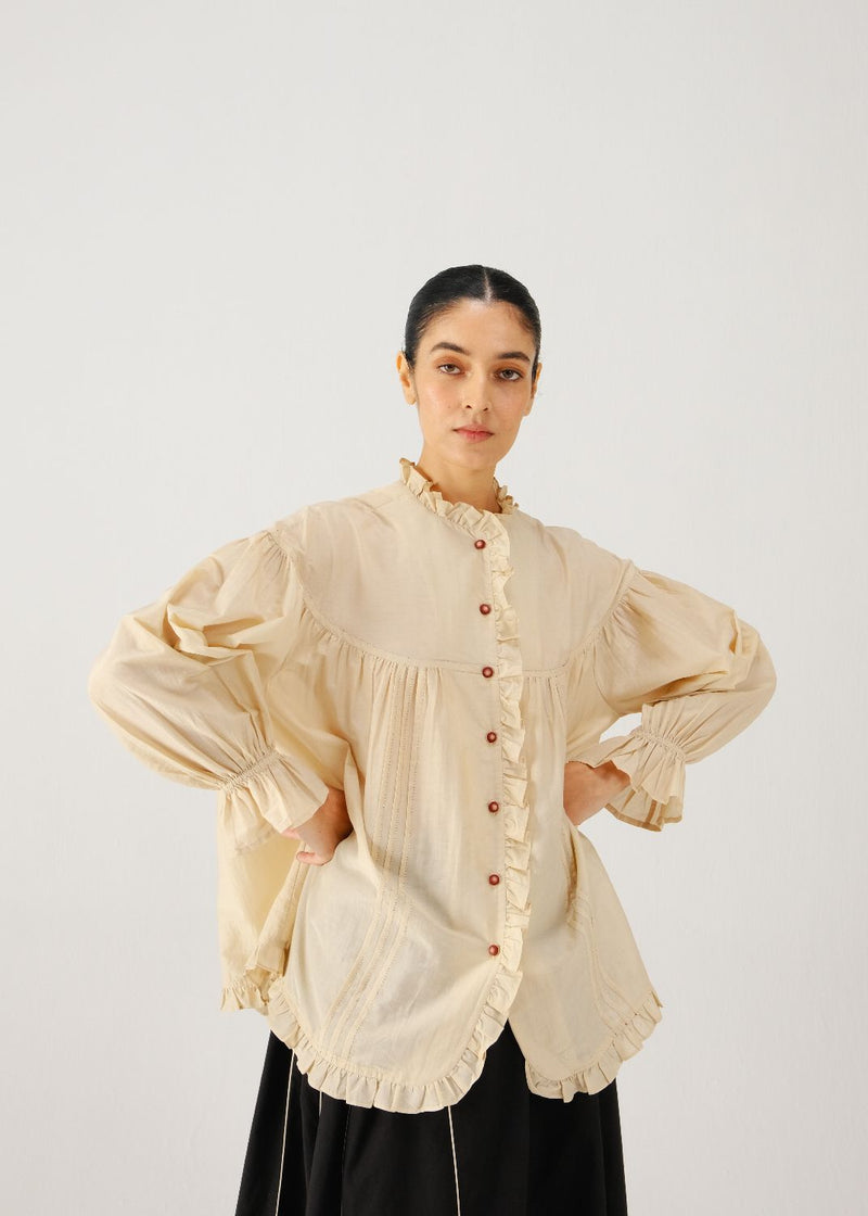 Fiji top-Ivory silk by CORD for women in Singapore