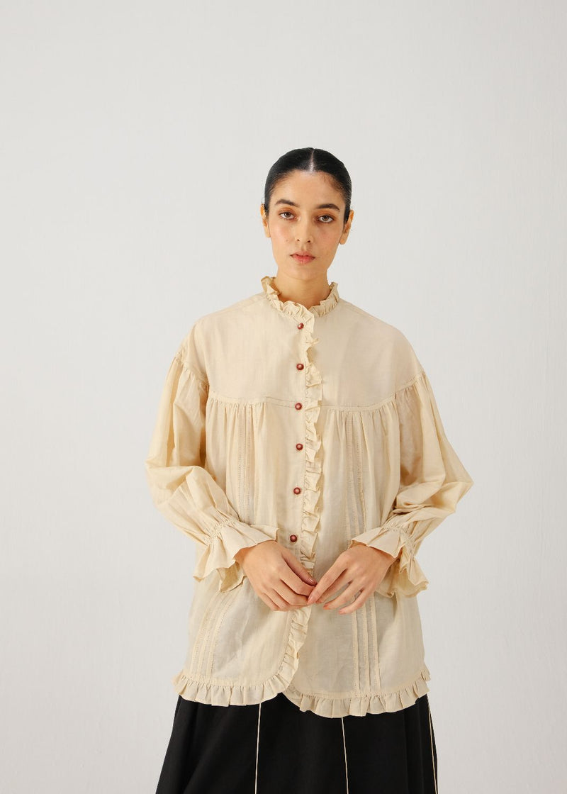 Fiji top-Ivory silk by CORD for women in Singapore