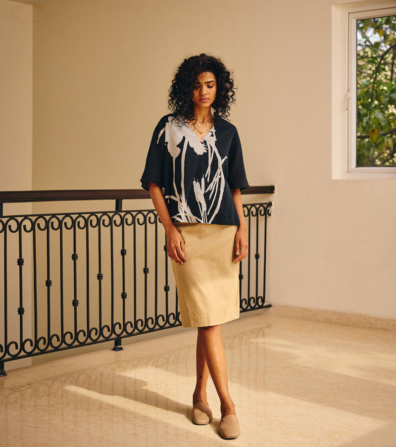 Fleeting feelings top cotton by Khara Kapas in black for women in Singapore