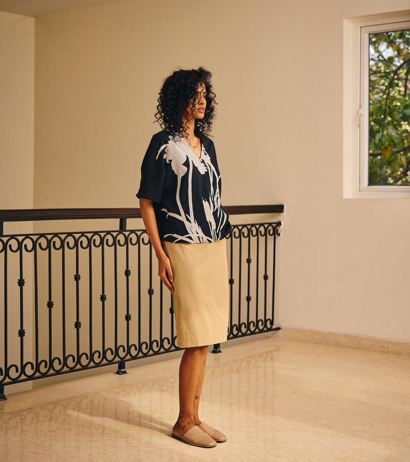 Fleeting feelings top cotton by Khara Kapas in black for women in Singapore