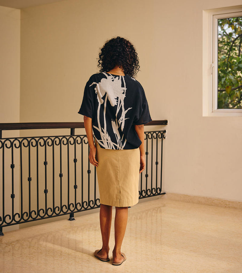Fleeting feelings top cotton by Khara Kapas in black for women in Singapore