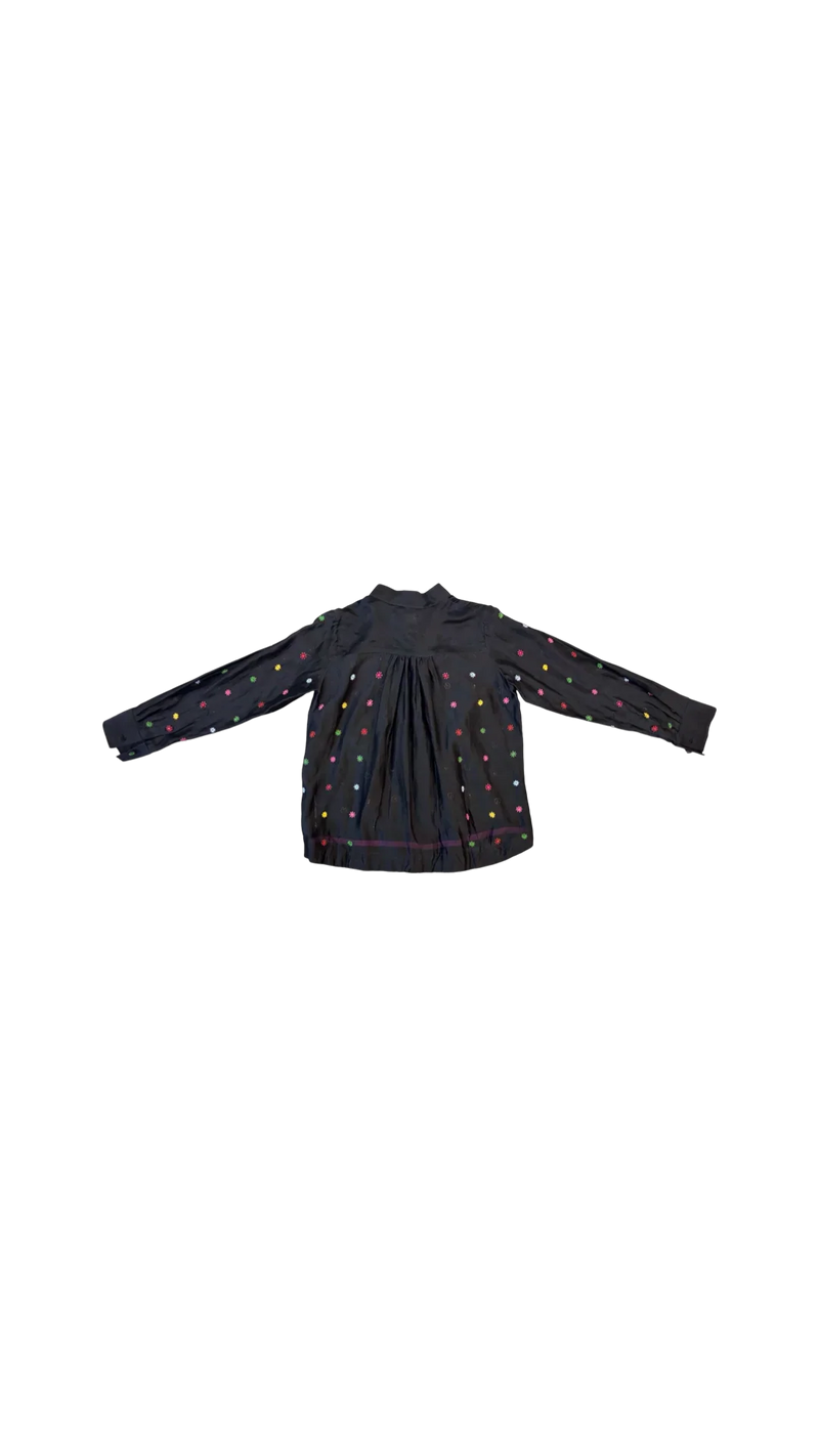 Floaty Shirt SS-Black and Multicolour chanderi top/shirt by Ka-Sha in multicolor for women in Singapore