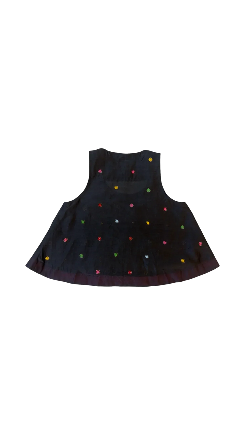 Floaty Umb Top-Black and Multicolour chanderi top/shirt by Ka-Sha in multicolor for women in Singapore