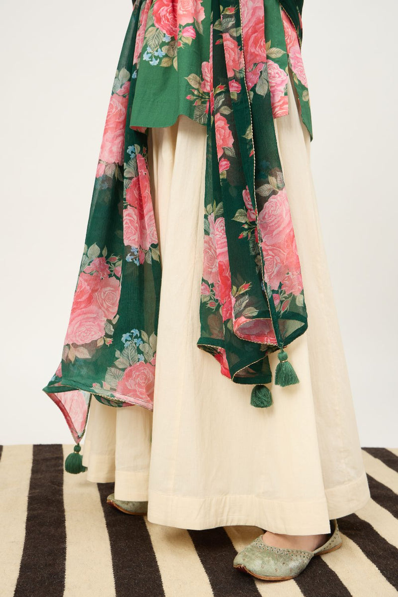 Flora Nayab Emerald Green Sharara Set With Georgette Dupatta