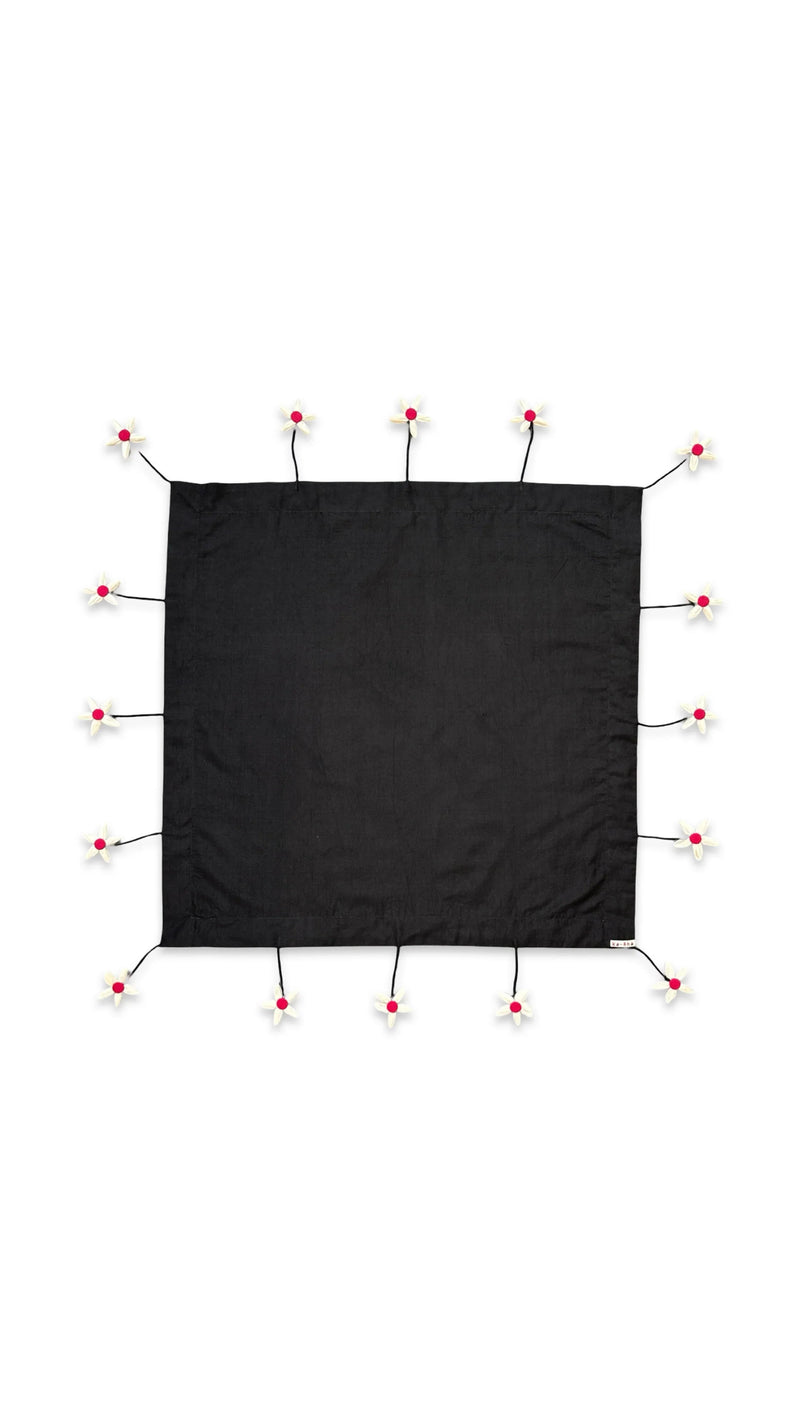 Flora Scarf-Black, White and Red chanderi scarve/stole by Ka-Sha in black for women in Singapore