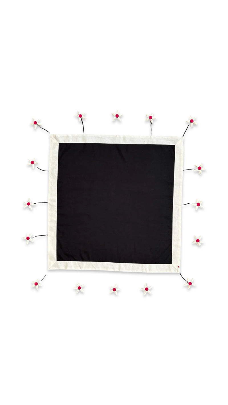 Flora Scarf-Black, White and Red chanderi scarve/stole by Ka-Sha in black for women in Singapore
