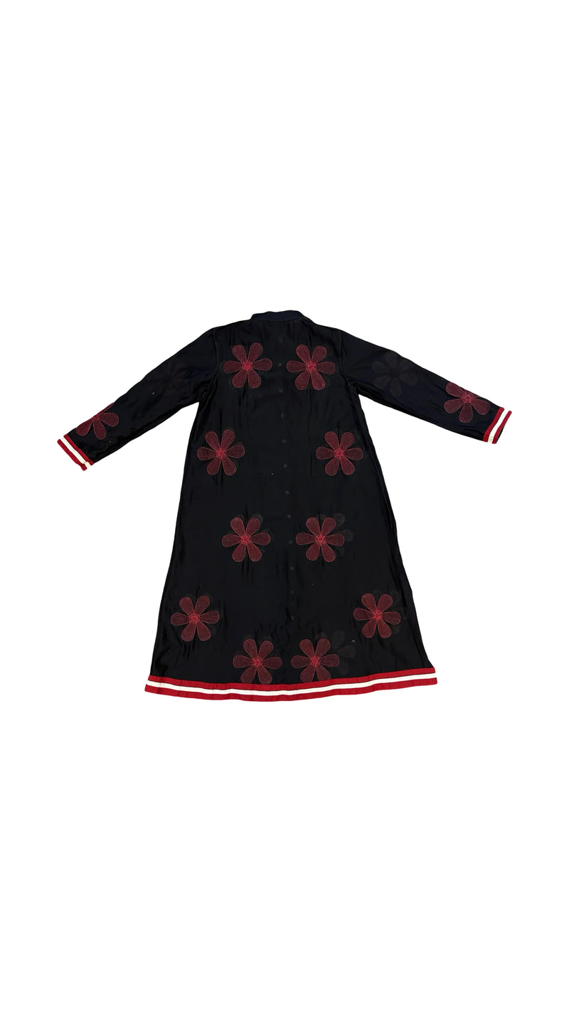 Florist Tunic-Black, White and Red chanderi tunics/kaftan by Ka-Sha in black for women in Singapore