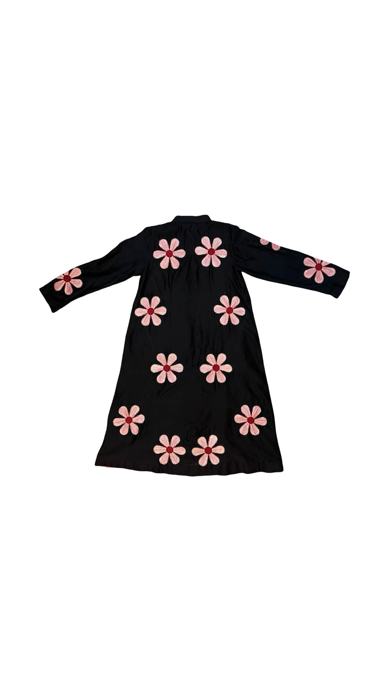 Florist Tunic-Black, White and Red chanderi tunics/kaftan by Ka-Sha in black for women in Singapore