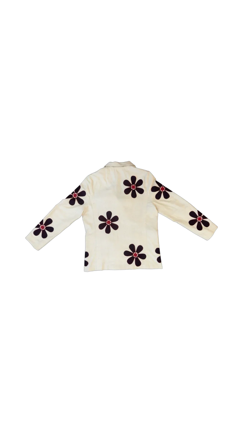 Florist Blazer-Black, White and Red kala cotton jacket/overlay by Ka-Sha in black for women in Singapore