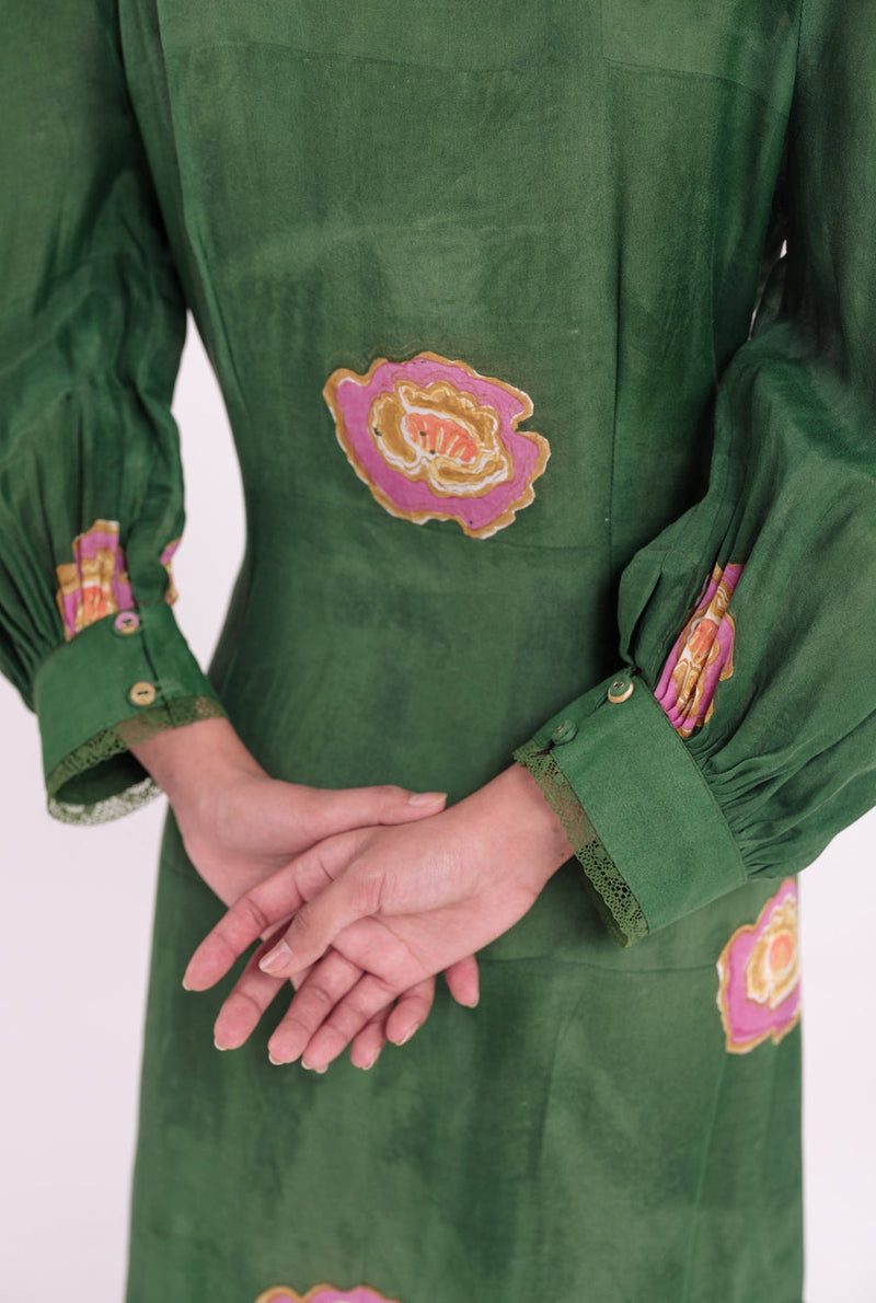 Flow Tie-Up Dress muslin silk dress by JodiLife in green for women in Singapore