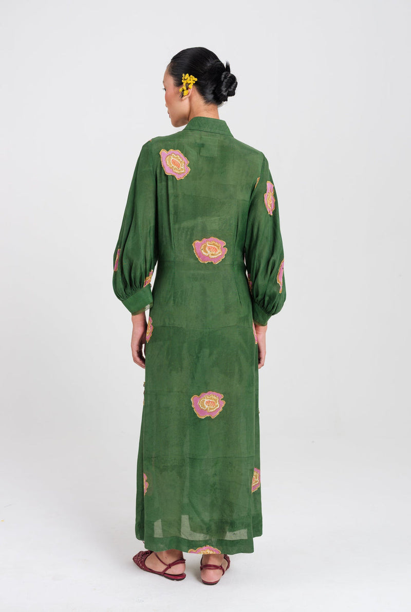 Flow Tie-Up Dress muslin silk dress by JodiLife in green for women in Singapore