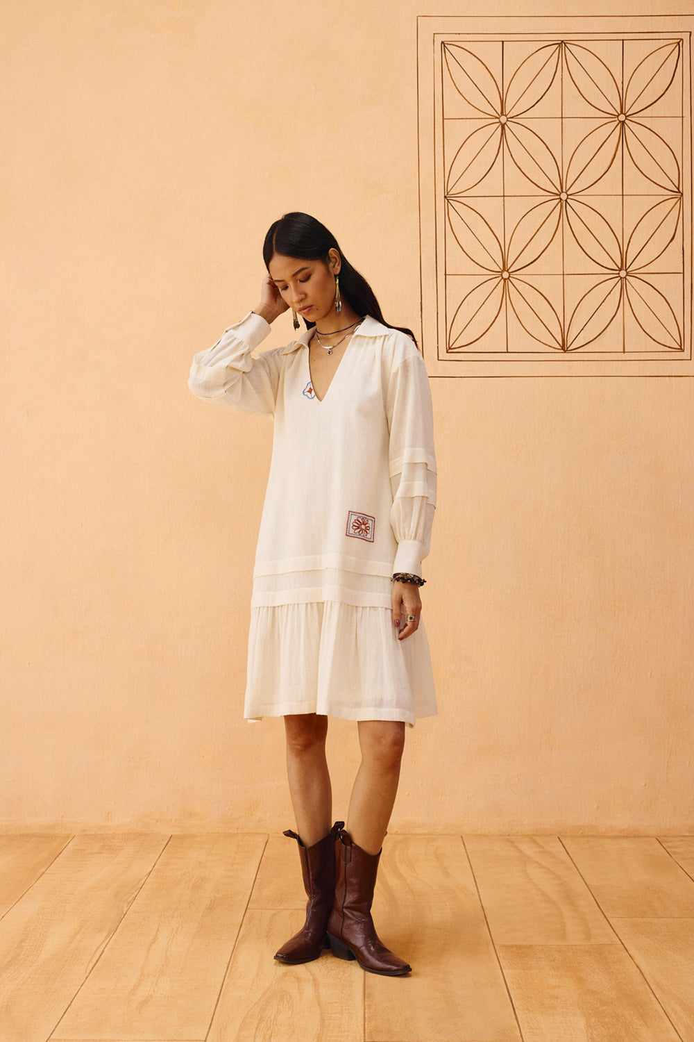 Buy Flower Frame Handspun Handwoven Organic Cotton Dress in Singapore