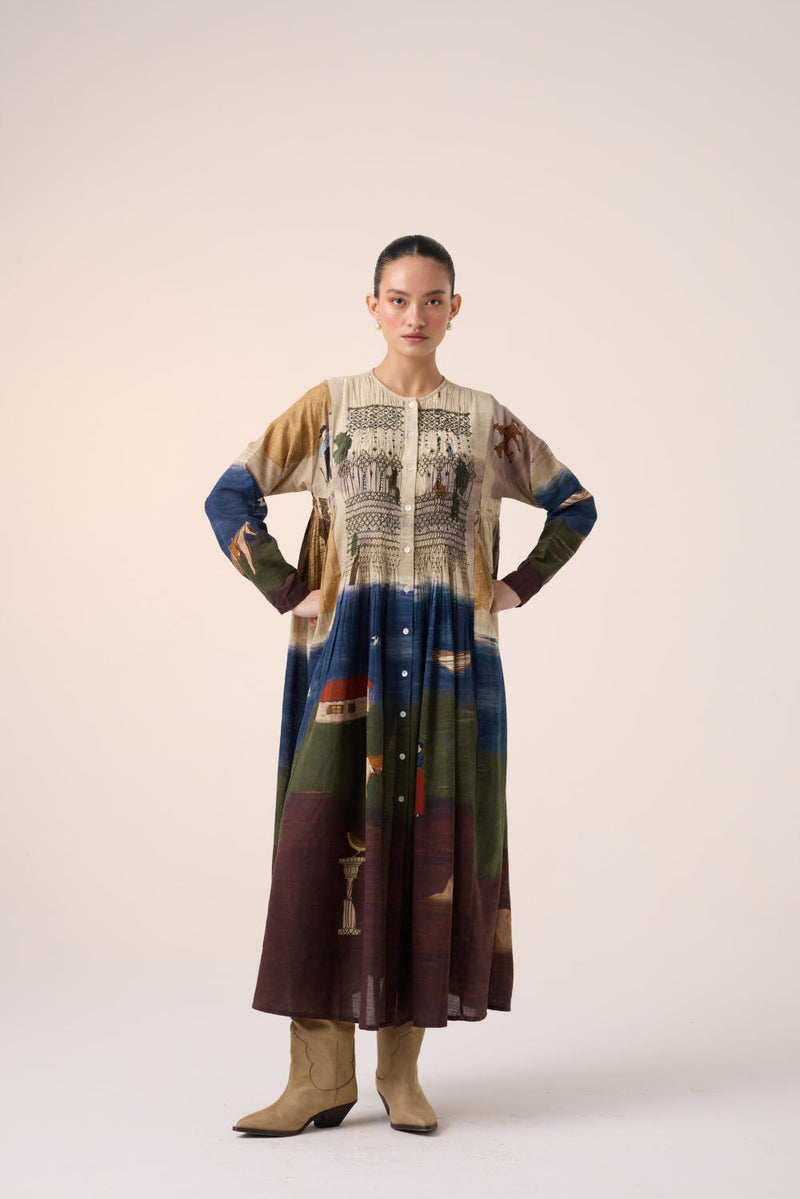 FRIDA DRESS-VILLAGE PRINT cotton by CORD for women in Singapore