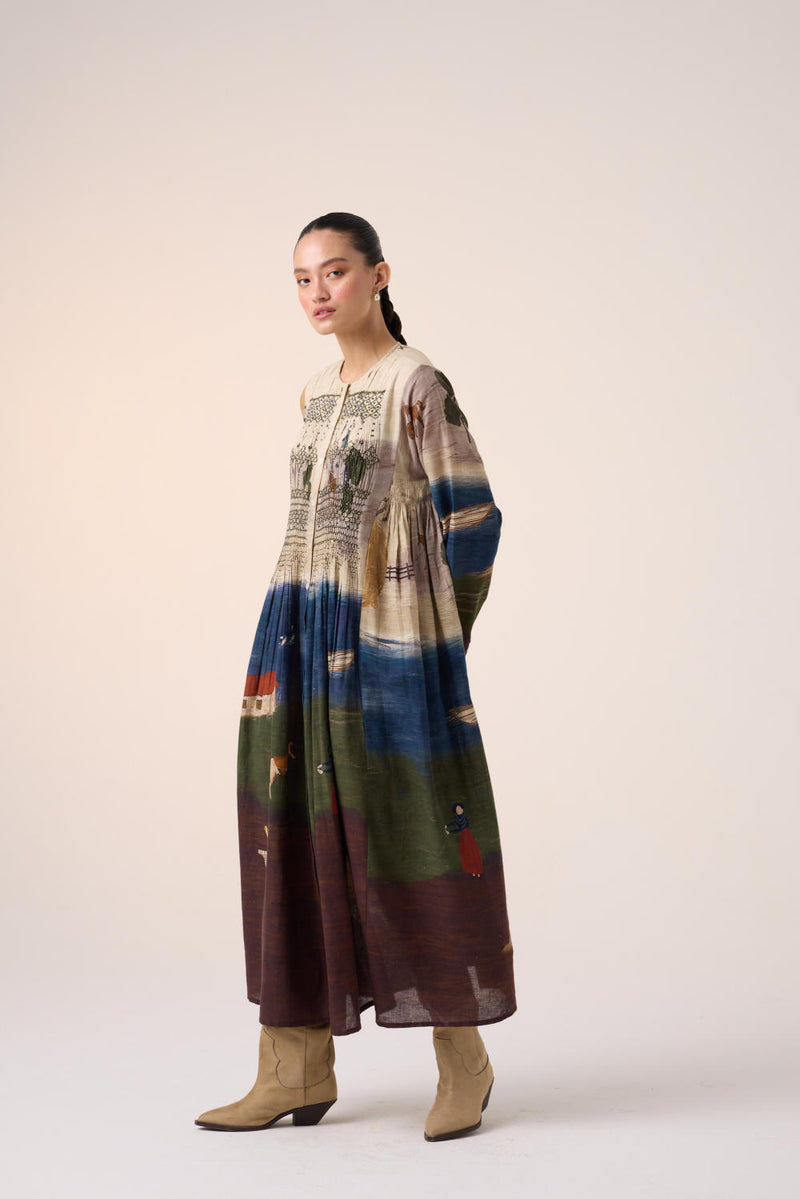 FRIDA DRESS-VILLAGE PRINT cotton by CORD for women in Singapore