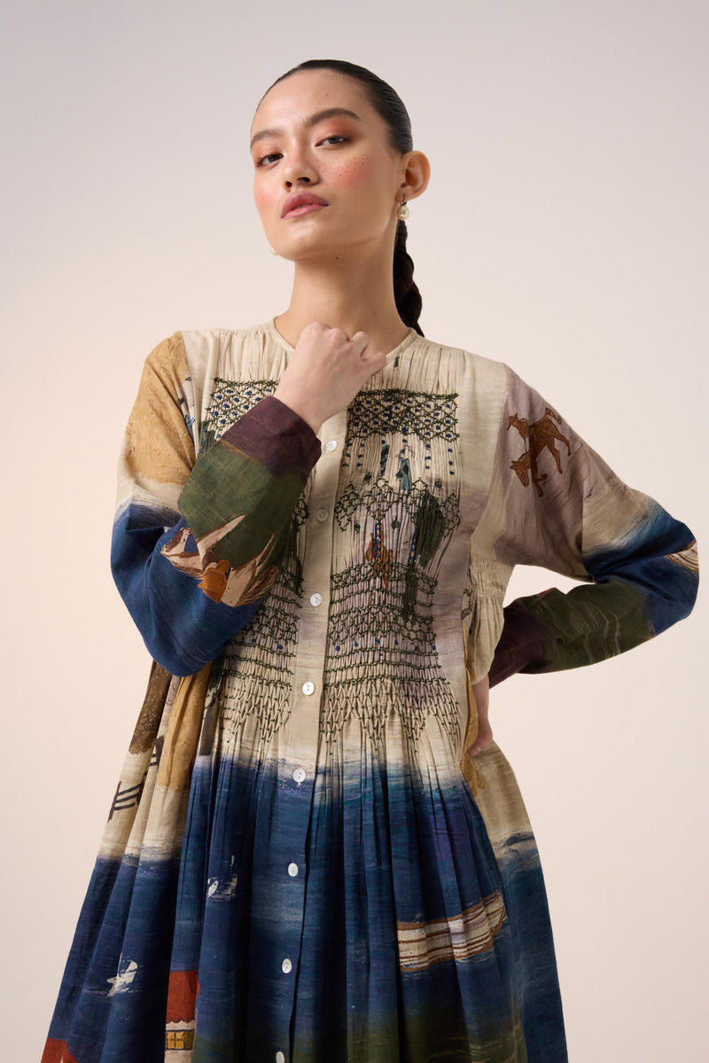 FRIDA DRESS-VILLAGE PRINT cotton by CORD for women in Singapore