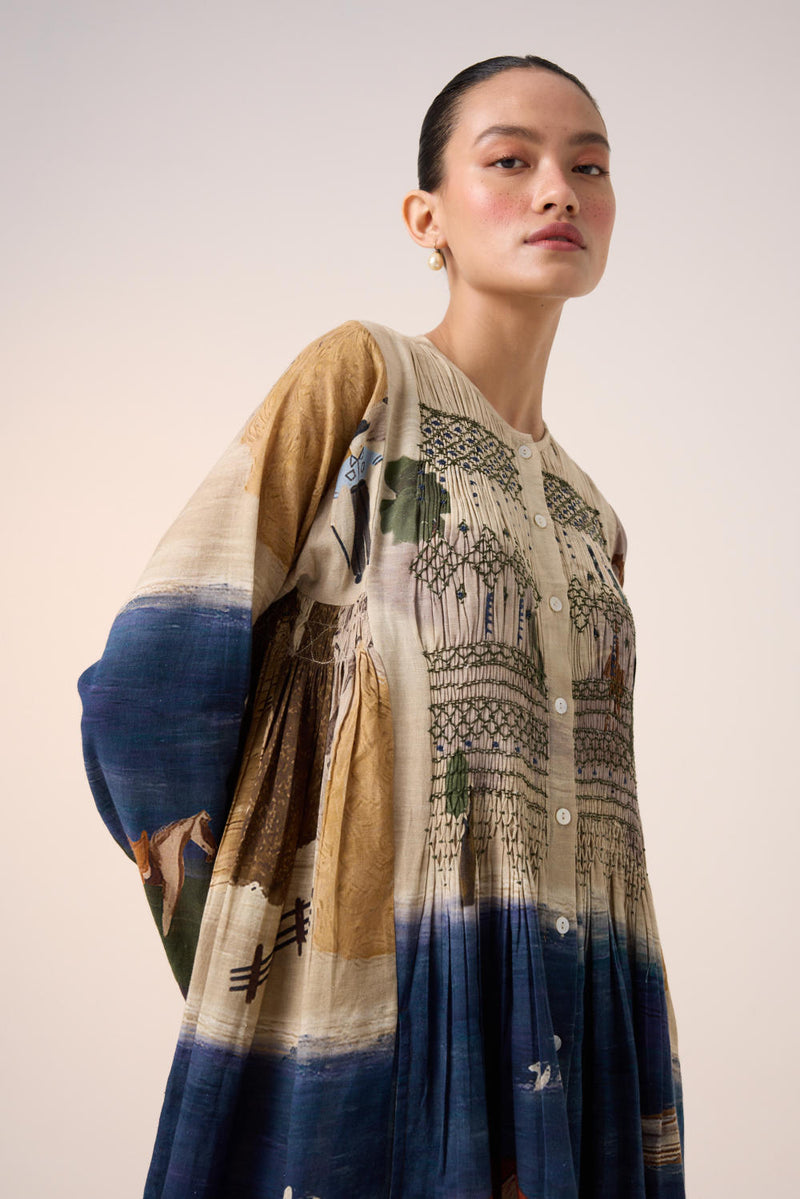 FRIDA DRESS-VILLAGE PRINT cotton by CORD for women in Singapore