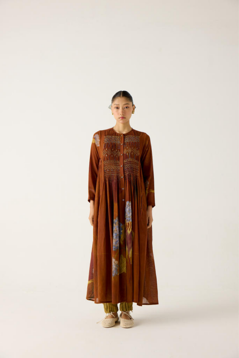 FRIDA SET-FOLIAGE + SCALE PRINT (FRIDA DRESS + PLEAT PANTS) cotton by CORD in multi for women in Singapore