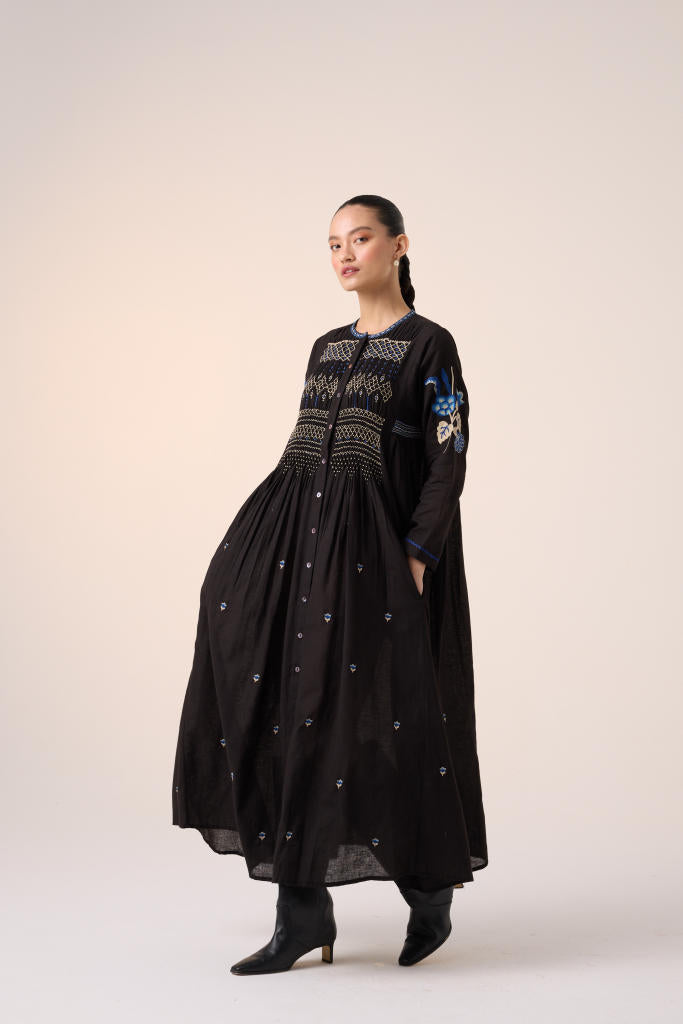 FRIDA DRESS-BLACK EMBROIDERY cotton by CORD in multi for women in Singapore