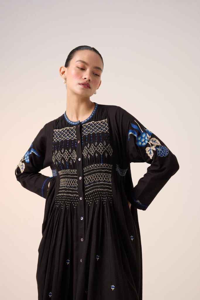 FRIDA DRESS-BLACK EMBROIDERY cotton by CORD in multi for women in Singapore