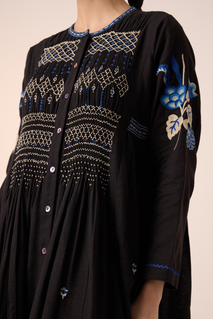 FRIDA DRESS-BLACK EMBROIDERY cotton by CORD in multi for women in Singapore