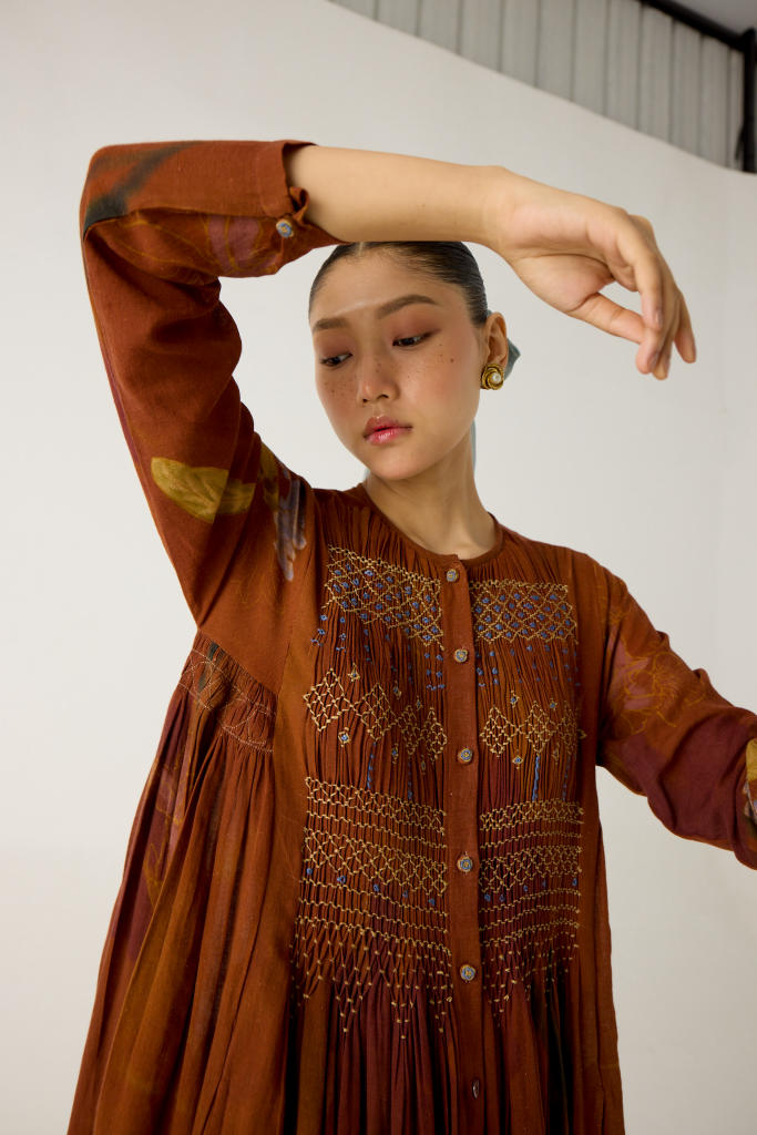 FRIDA DRESS-FOLIAGE cotton by CORD in multi for women in Singapore