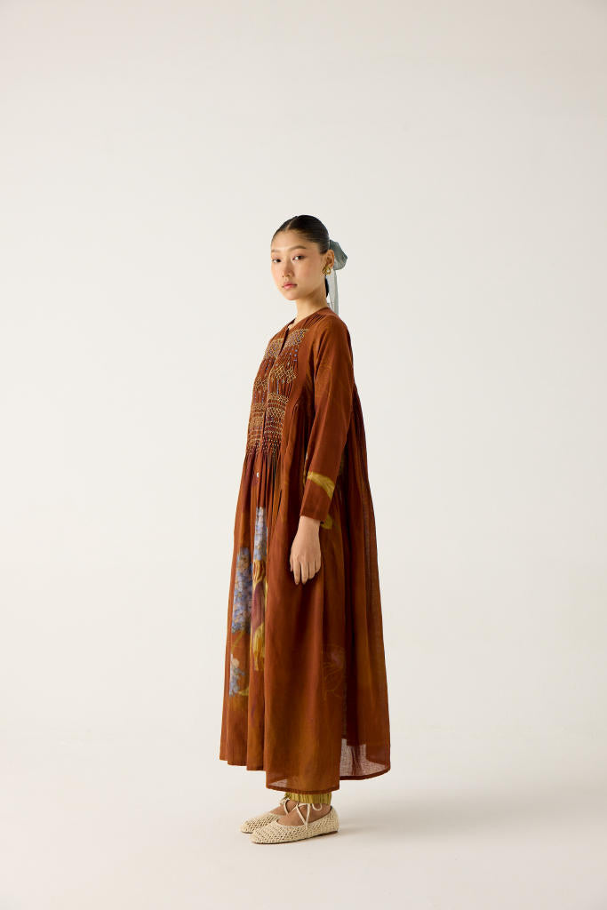 FRIDA SET-FOLIAGE + SCALE PRINT (FRIDA DRESS + PLEAT PANTS) cotton by CORD in multi for women in Singapore