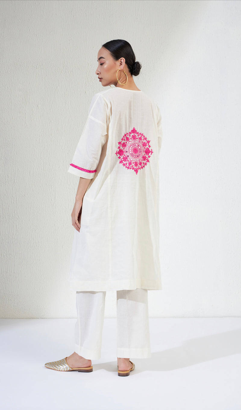 ZEBA SET cotton Light Kurta Sets by Aavidi in white color for women in Singapore