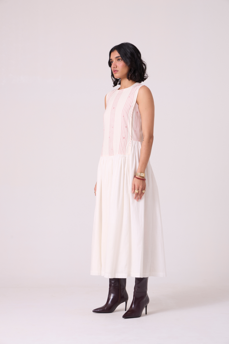 Fyodor Red Stripe Maxi Dress cotton by The Summer House in white color for women in Singapore