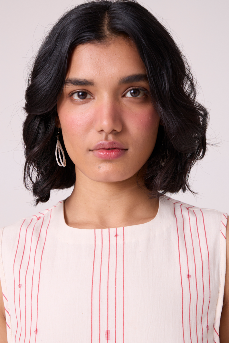 Fyodor Red Stripe Maxi Dress cotton by The Summer House in white color for women in Singapore