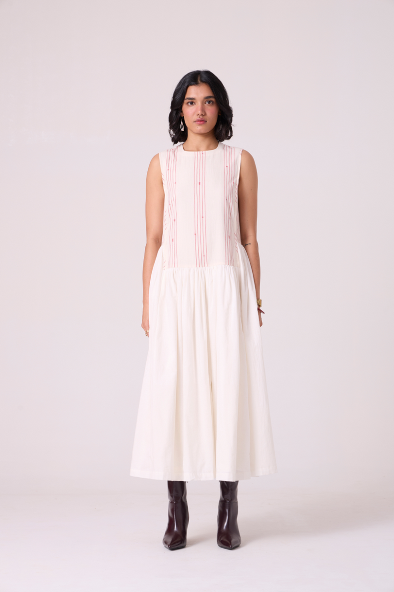 Fyodor Red Stripe Maxi Dress cotton by The Summer House in white color for women in Singapore