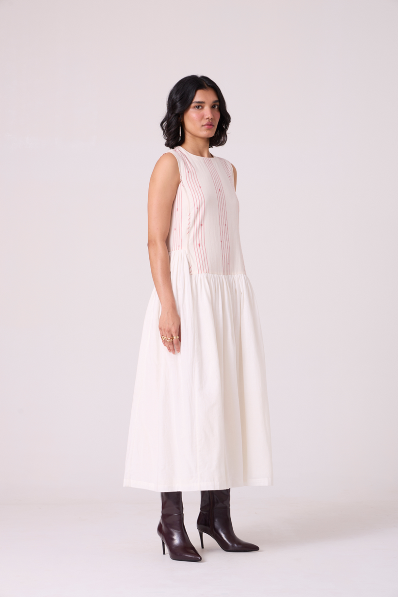 Fyodor Red Stripe Maxi Dress cotton by The Summer House in white color for women in Singapore