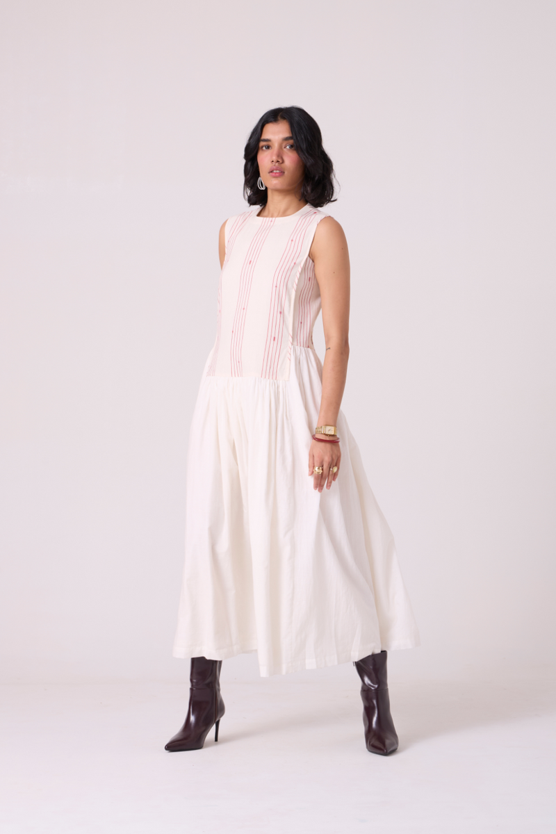 Fyodor Red Stripe Maxi Dress cotton by The Summer House in white color for women in Singapore