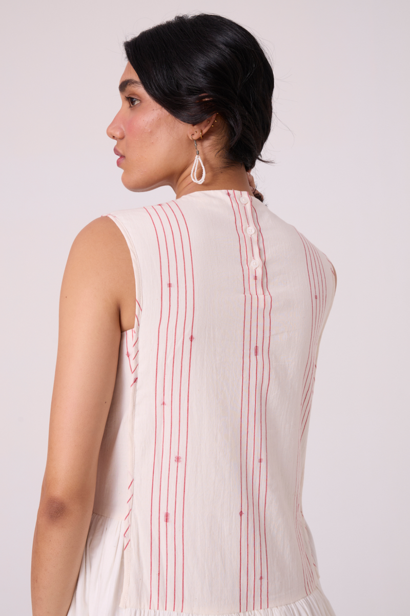 Fyodor Red Stripe Maxi Dress cotton by The Summer House in white color for women in Singapore