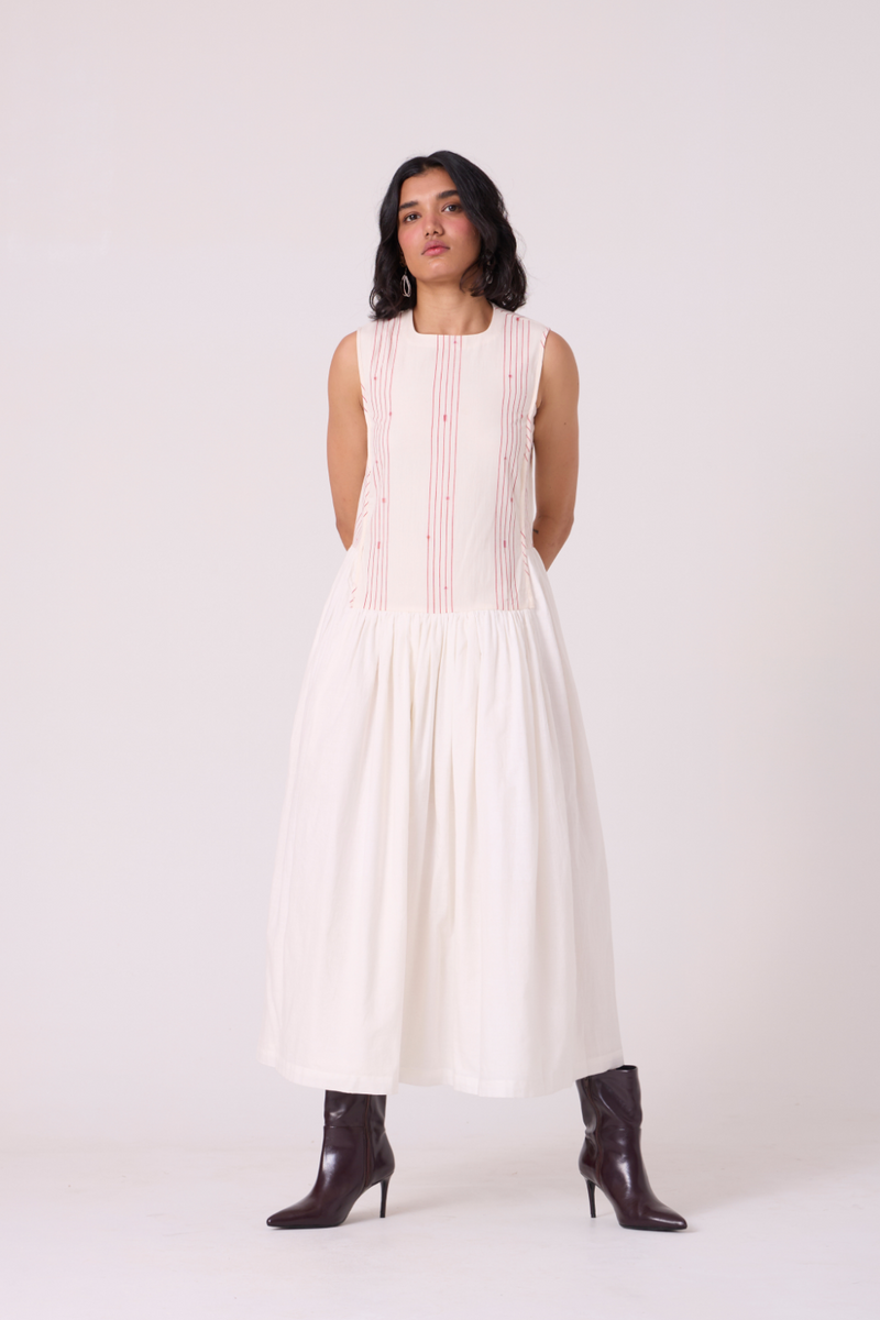 Fyodor Red Stripe Maxi Dress cotton by The Summer House in white color for women in Singapore