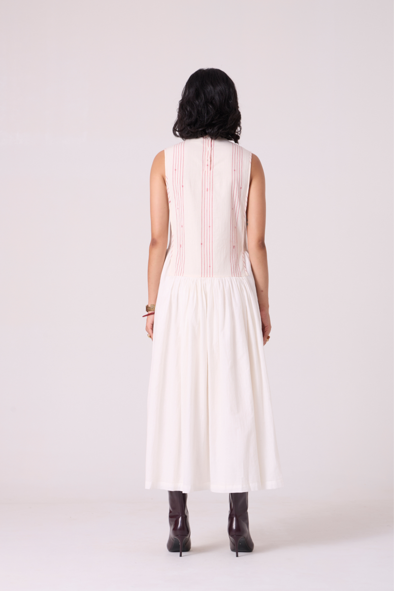 Fyodor Red Stripe Maxi Dress cotton by The Summer House in white color for women in Singapore