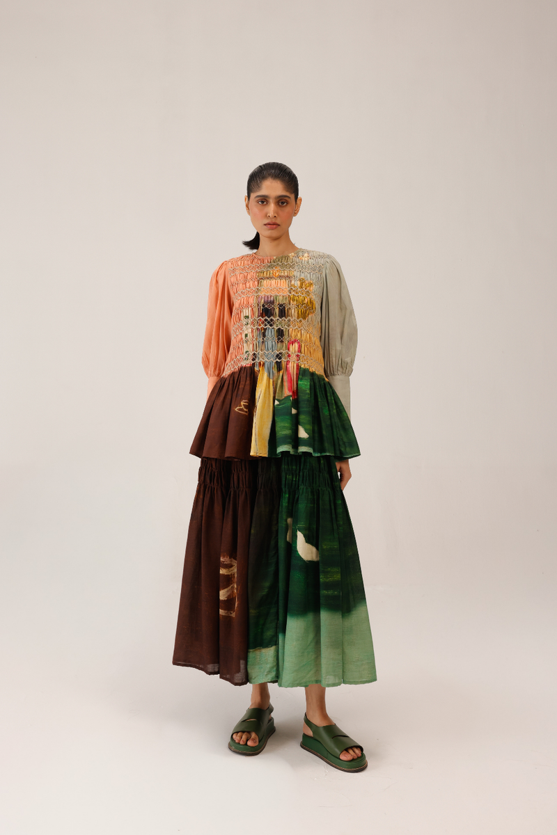 GAIA SET (GAIA TOP + JULY SKIRT) - MORNING COFFEE cotton by CORD for women in Singapore