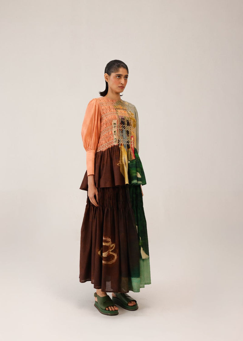 GAIA SET (GAIA TOP + JULY SKIRT) - MORNING COFFEE cotton by CORD for women in Singapore