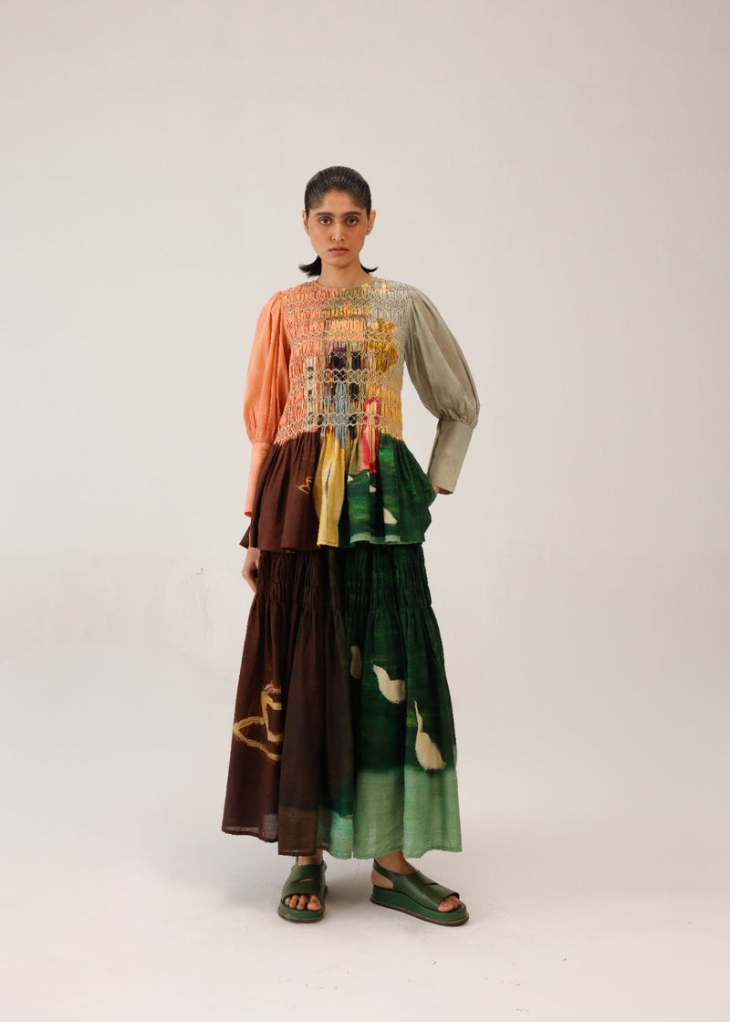 GAIA SET (GAIA TOP + JULY SKIRT) - MORNING COFFEE cotton by CORD for women in Singapore