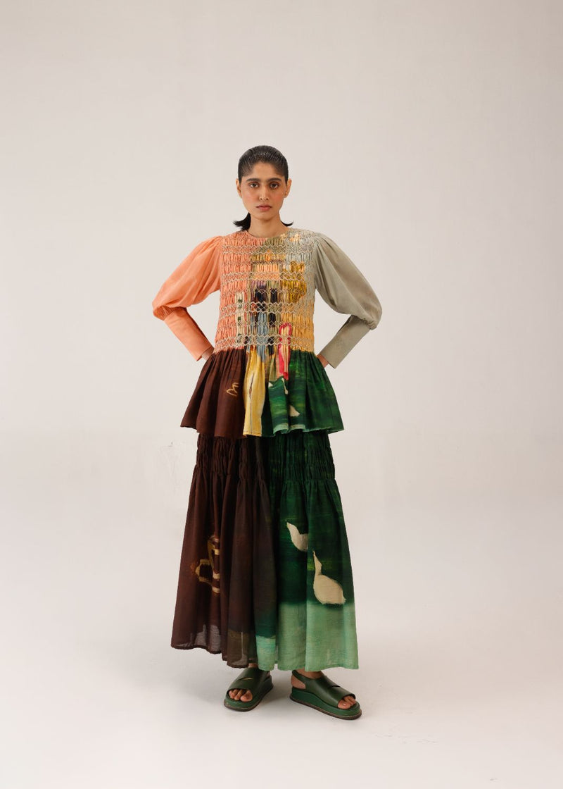 GAIA SET (GAIA TOP + JULY SKIRT) - MORNING COFFEE cotton by CORD for women in Singapore