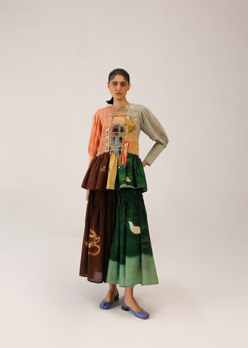 GAIA SET (GAIA TOP + JULY SKIRT) - MORNING COFFEE cotton by CORD for women in Singapore