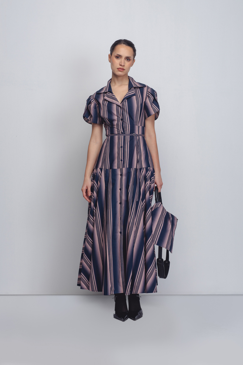 Gami Dress - Pink + Navy Stripe cotton Buy Gami Dress - Pink + Navy Stripe from C&W | Dresses for Women by Leh Studios in pink color for women in Singapore