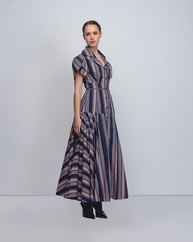 Gami Dress - Pink + Navy Stripe cotton Buy Gami Dress - Pink + Navy Stripe from C&W | Dresses for Women by Leh Studios in pink color for women in Singapore