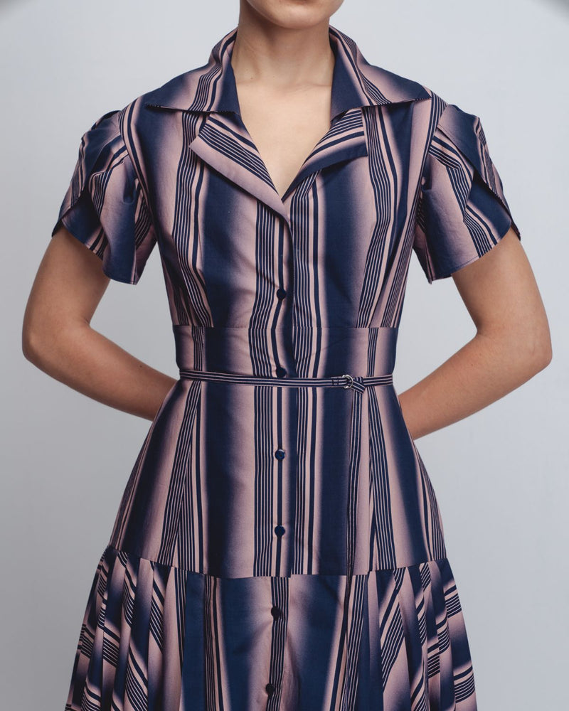 Gami Dress - Pink + Navy Stripe cotton Buy Gami Dress - Pink + Navy Stripe from C&W | Dresses for Women by Leh Studios in pink color for women in Singapore