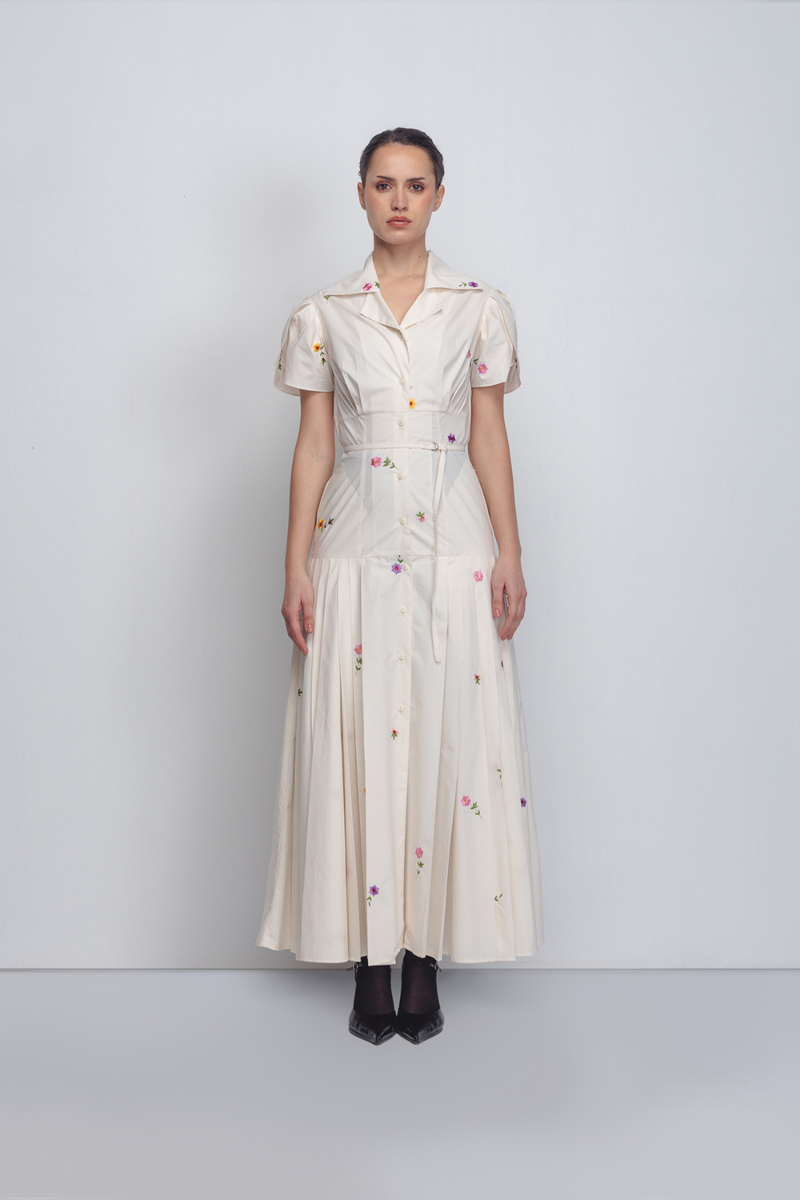 Gami Embroidered Dress - White cotton Buy Gami Embroidered Dress - White from C&W | Dresses for Women by Leh Studios in white color for women in Singapore