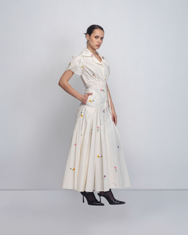Gami Embroidered Dress - White cotton Buy Gami Embroidered Dress - White from C&W | Dresses for Women by Leh Studios in white color for women in Singapore
