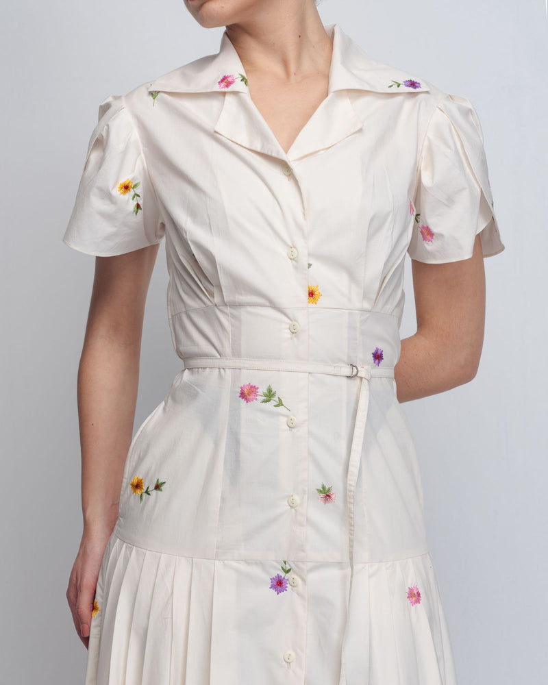 Gami Embroidered Dress - White cotton Buy Gami Embroidered Dress - White from C&W | Dresses for Women by Leh Studios in white color for women in Singapore